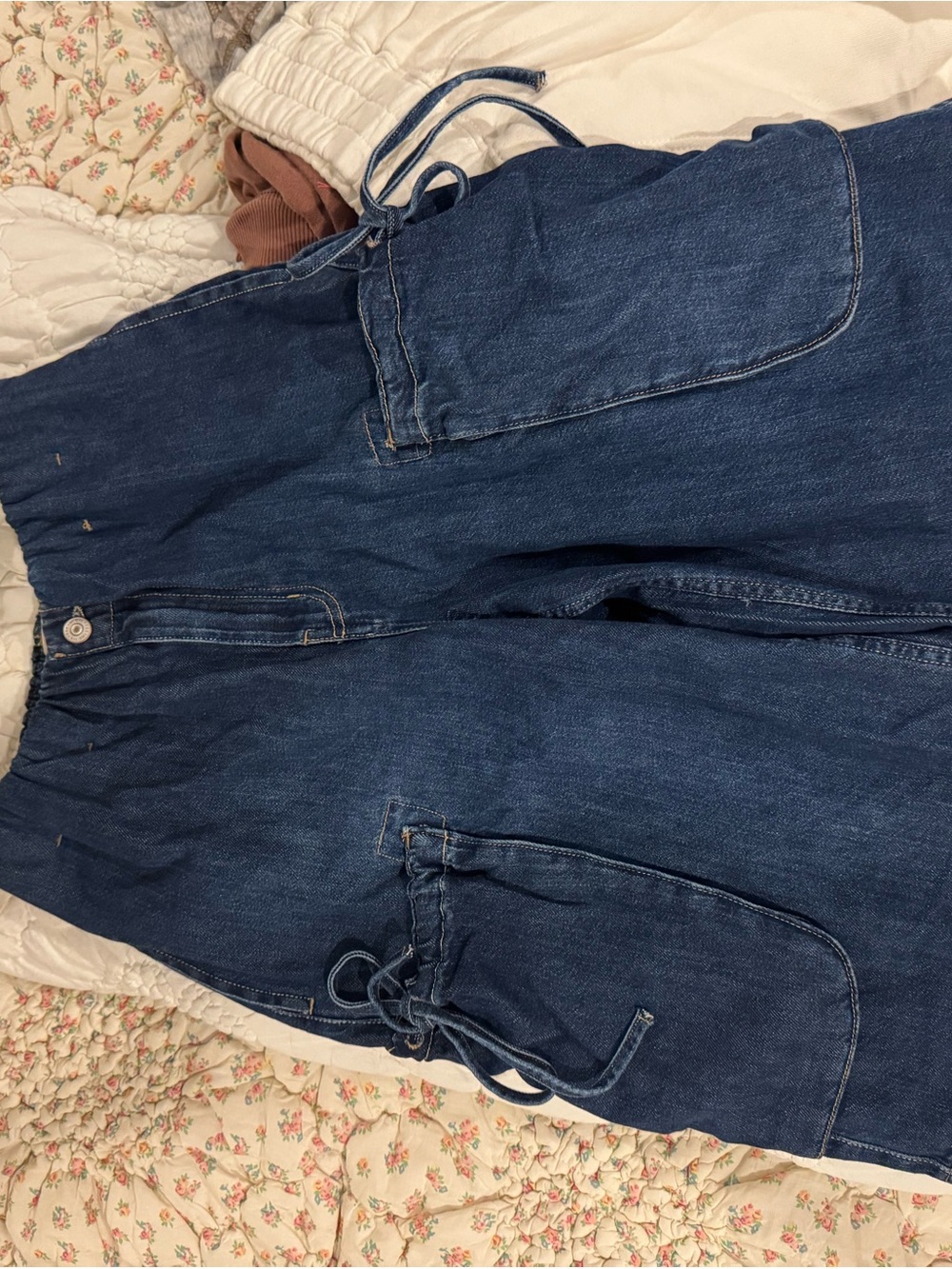 NWT Free People We The Free Marty Pull-On Crop / Cargo Denim Shorts - Picture 6 of 16